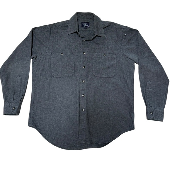 Burberry’s Men's 100% Cotton Gray Chambray Long Sleeve Button Shirt MEDIUM